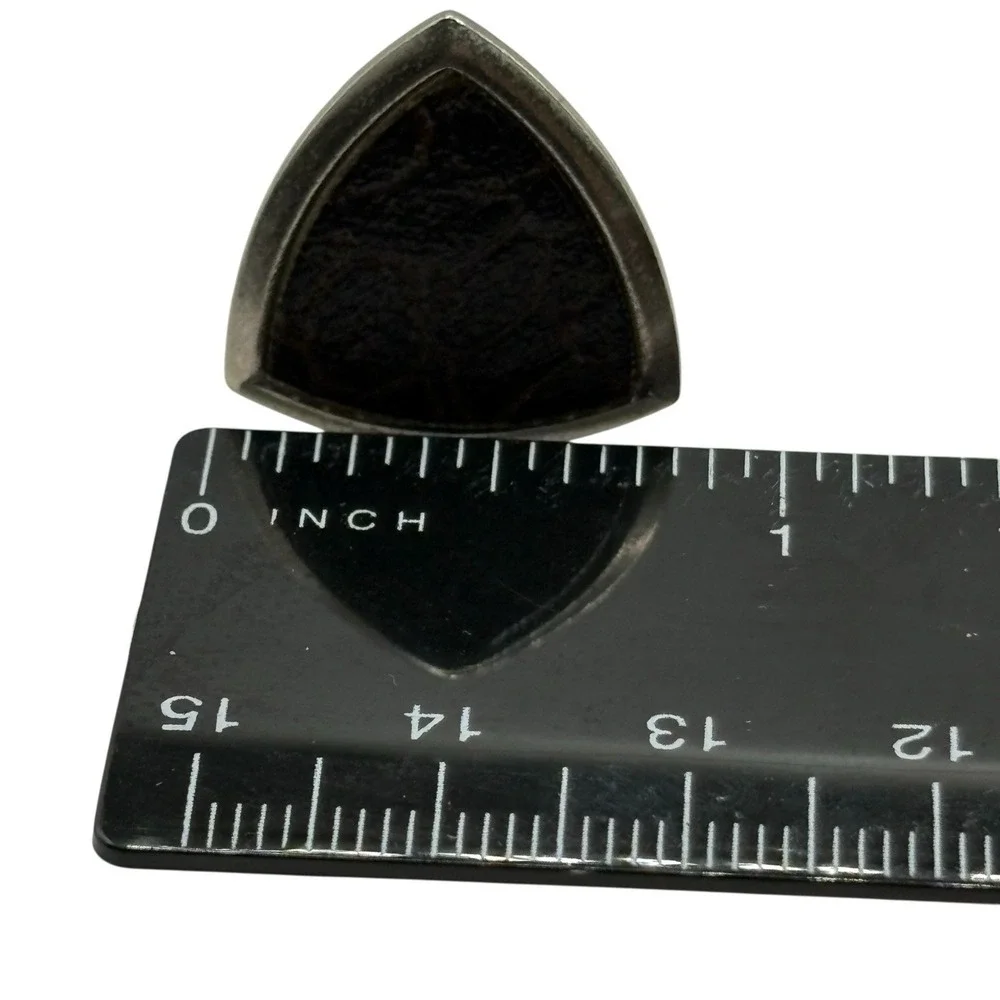 Vintage Cuff Links Brown Leather Formal‎ Shirt Accessory Men's Silver Tone MCM